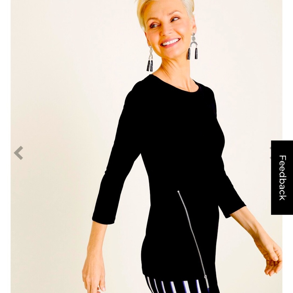 Sleek, Black Blouse with Zipper Detailing